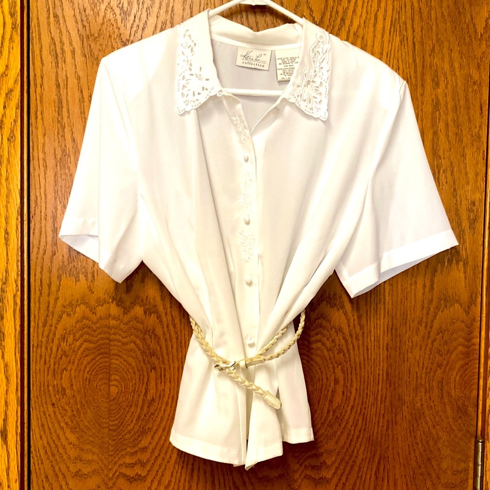 White Collared Button Down Blouse - image 1